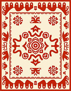 Abstract Red Festive Mandala Design Rug
