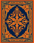 Intricate Floral Medallion Deep Blue Rug