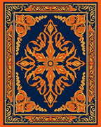 Intricate Floral Medallion Deep Blue Rug