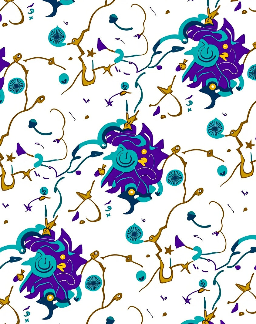 Whimsical Bloom Purple Teal Pattern Rug