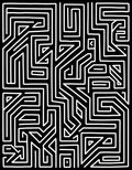 Geometric Labyrinth Black White Pattern Rug