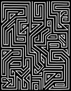 Geometric Labyrinth Black White Pattern Rug