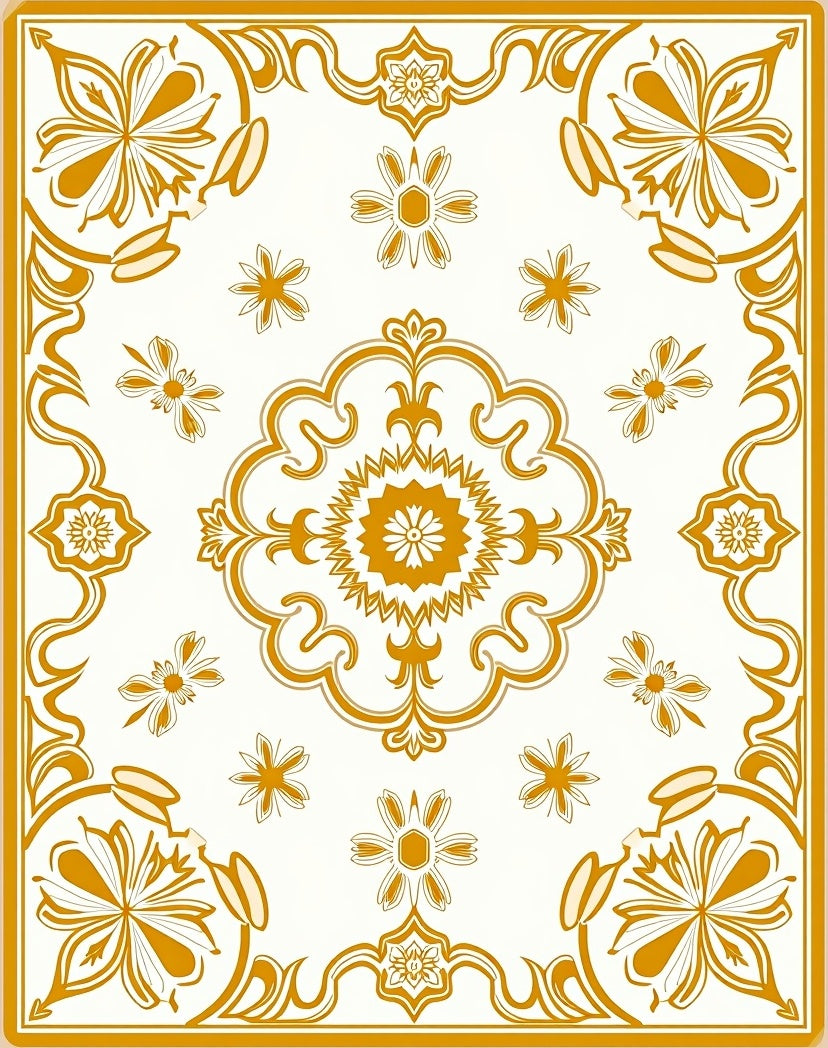 Ornate Floral Patterned Light Rug