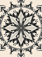Ornate Black White Floral Mandala Rug