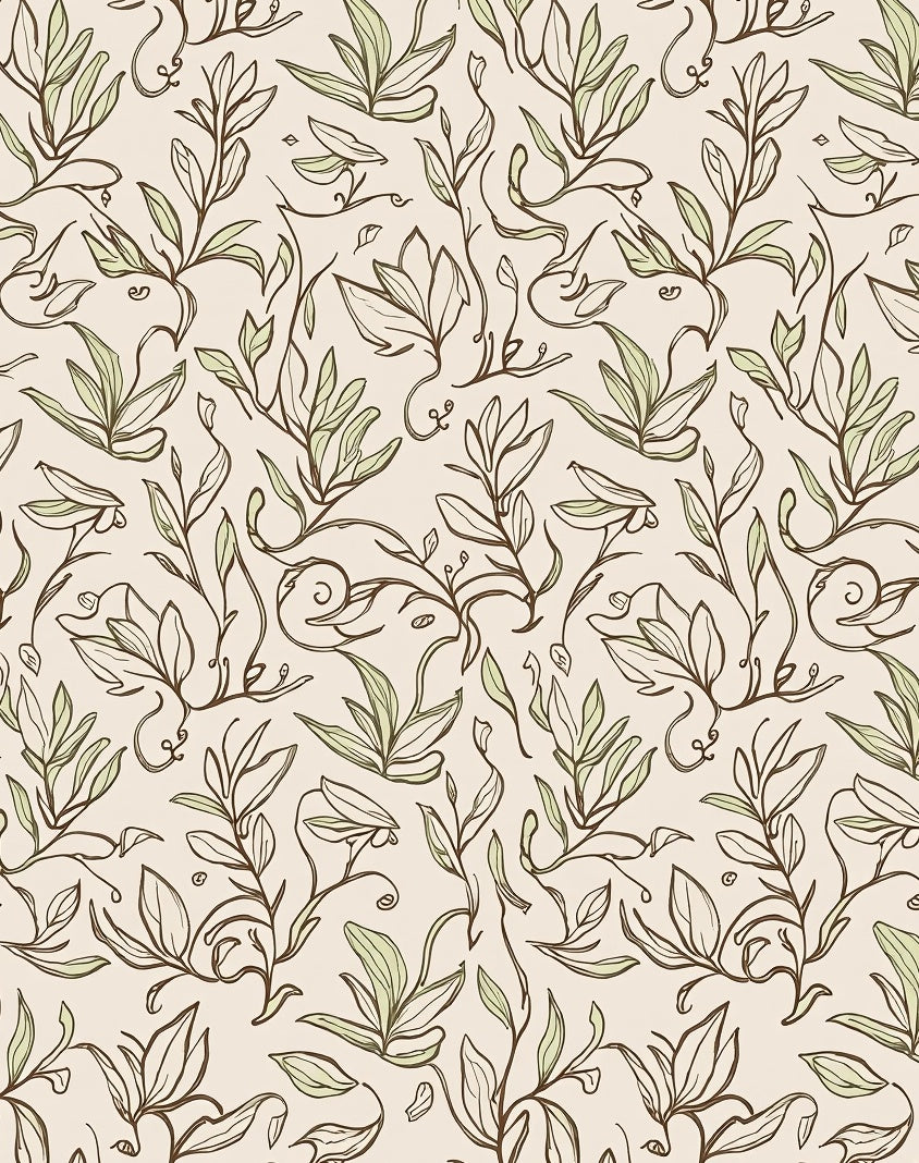Botanical Vine Sketch Pattern Rug
