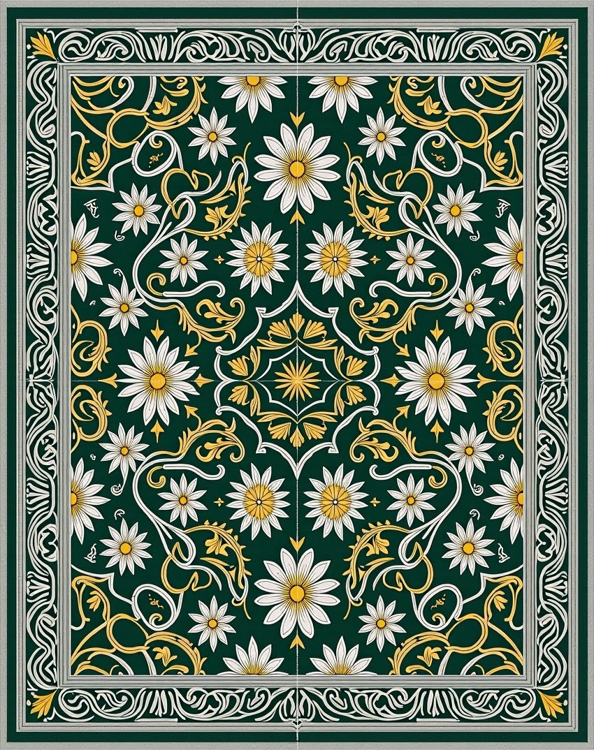 Floral Vines With Daisy Pattern Rug