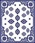 Traditional Blue White Intricate Pattern Rug