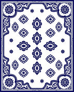 Traditional Blue White Intricate Pattern Rug