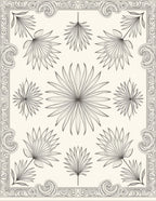 Palm Frond Botanical Scrollwork Rug