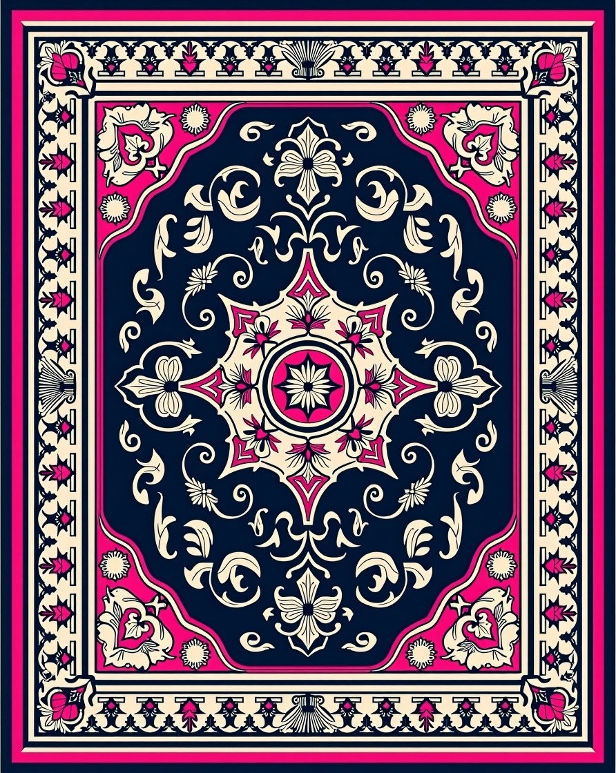 Bold Floral Design With Pink Accents Rug
