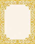 Ornate Gold Flourish Border Design Rug