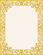 Ornate Gold Flourish Border Design Rug
