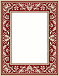 Regal Red Floral Scroll Border Rug