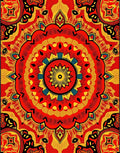 Vibrant Mandala Patterned Bold Red Rug