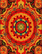 Vibrant Mandala Patterned Bold Red Rug