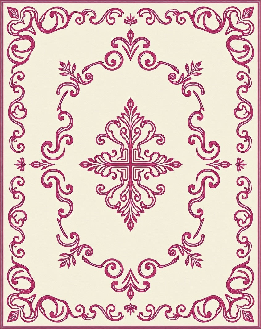 Elegant Floral Scrollwork Pattern Rug