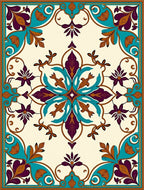 Intricate Teal Plum Floral Medallion Rug