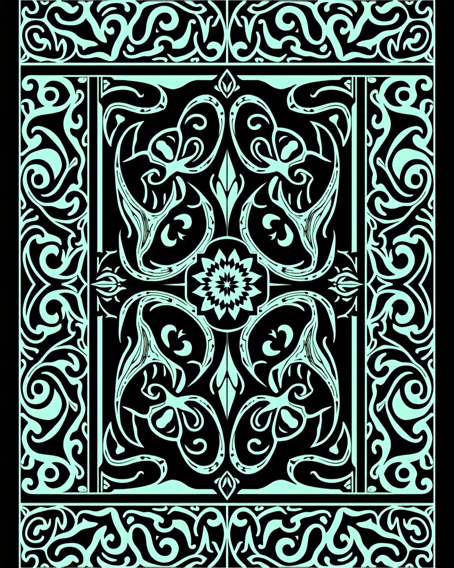 Art Deco Floral Mint Pattern Rug