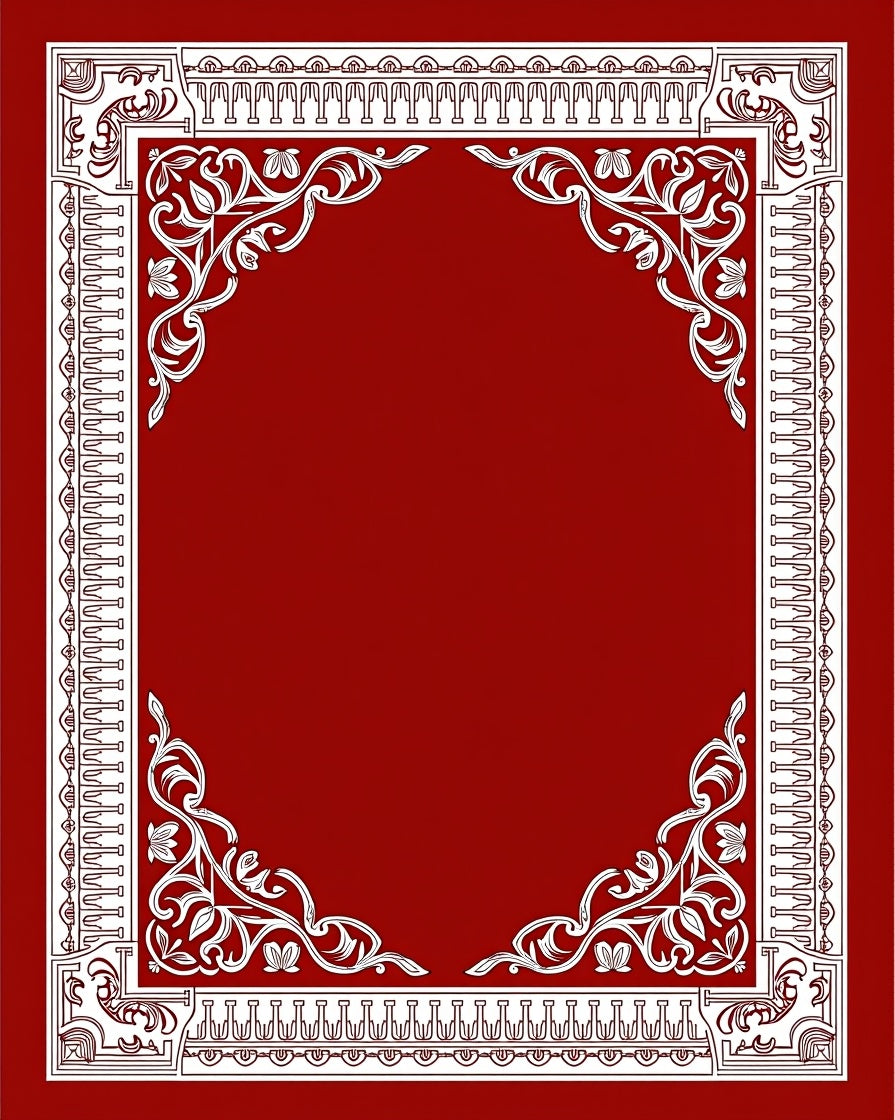 Ornate Floral Border With Geometric Accents Rug