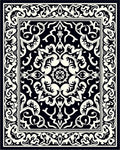 Intricate Black Cream Floral Pattern Rug