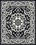 Intricate Black Cream Floral Pattern Rug
