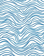 Abstract Blue Wavy Pattern Rug