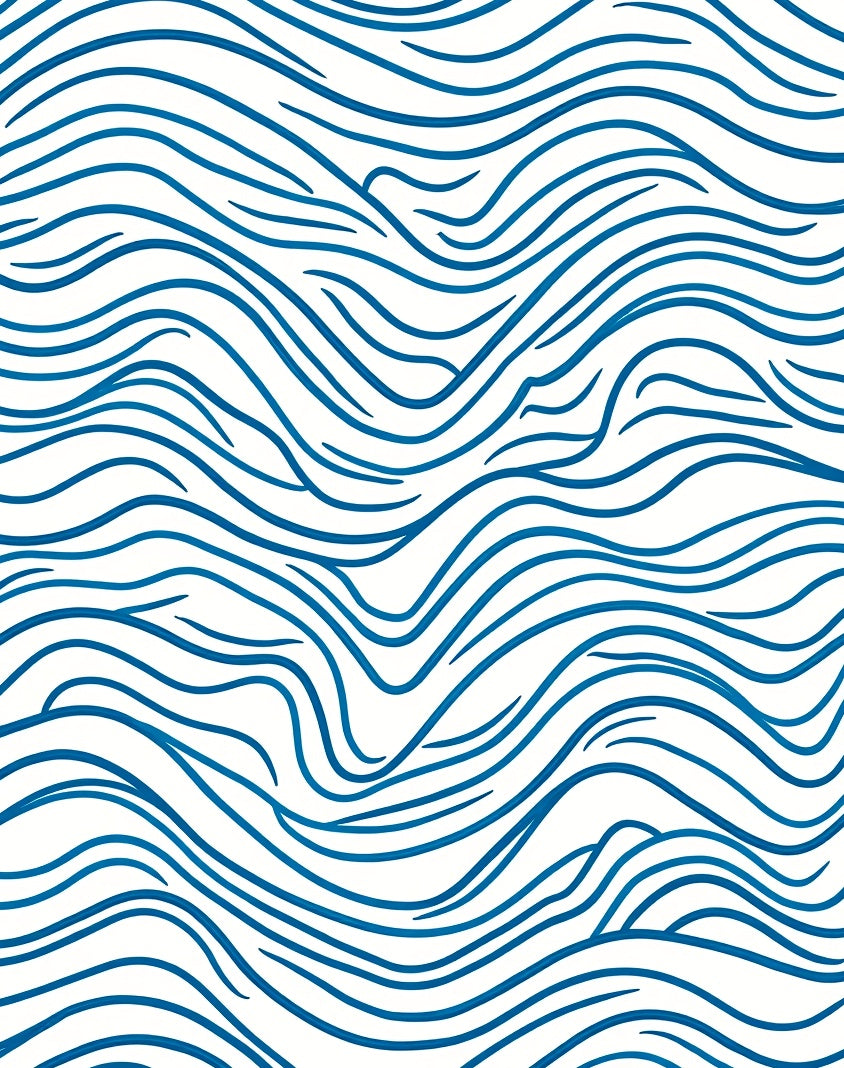 Abstract Blue Wavy Pattern Rug