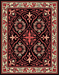 Intricate Floral Scrollwork Red Pattern Rug