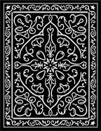 Ornate Scrollwork Black White Rug