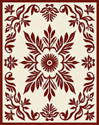 Ornate Damask Floral Motif Rug