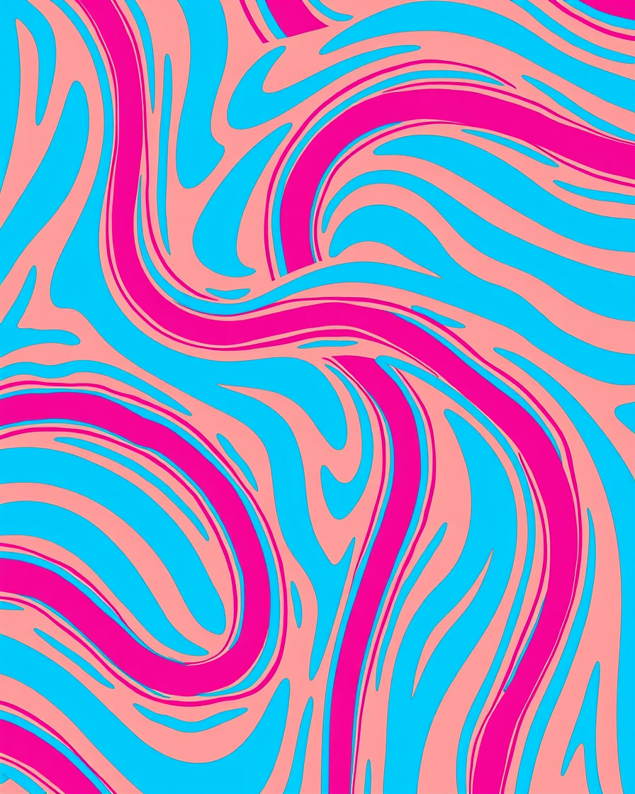 Abstract Swirls Pink Blue Waves Rug