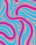Abstract Swirls Pink Blue Waves Rug