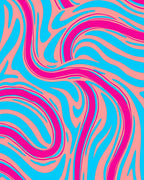 Abstract Swirls Pink Blue Waves Rug