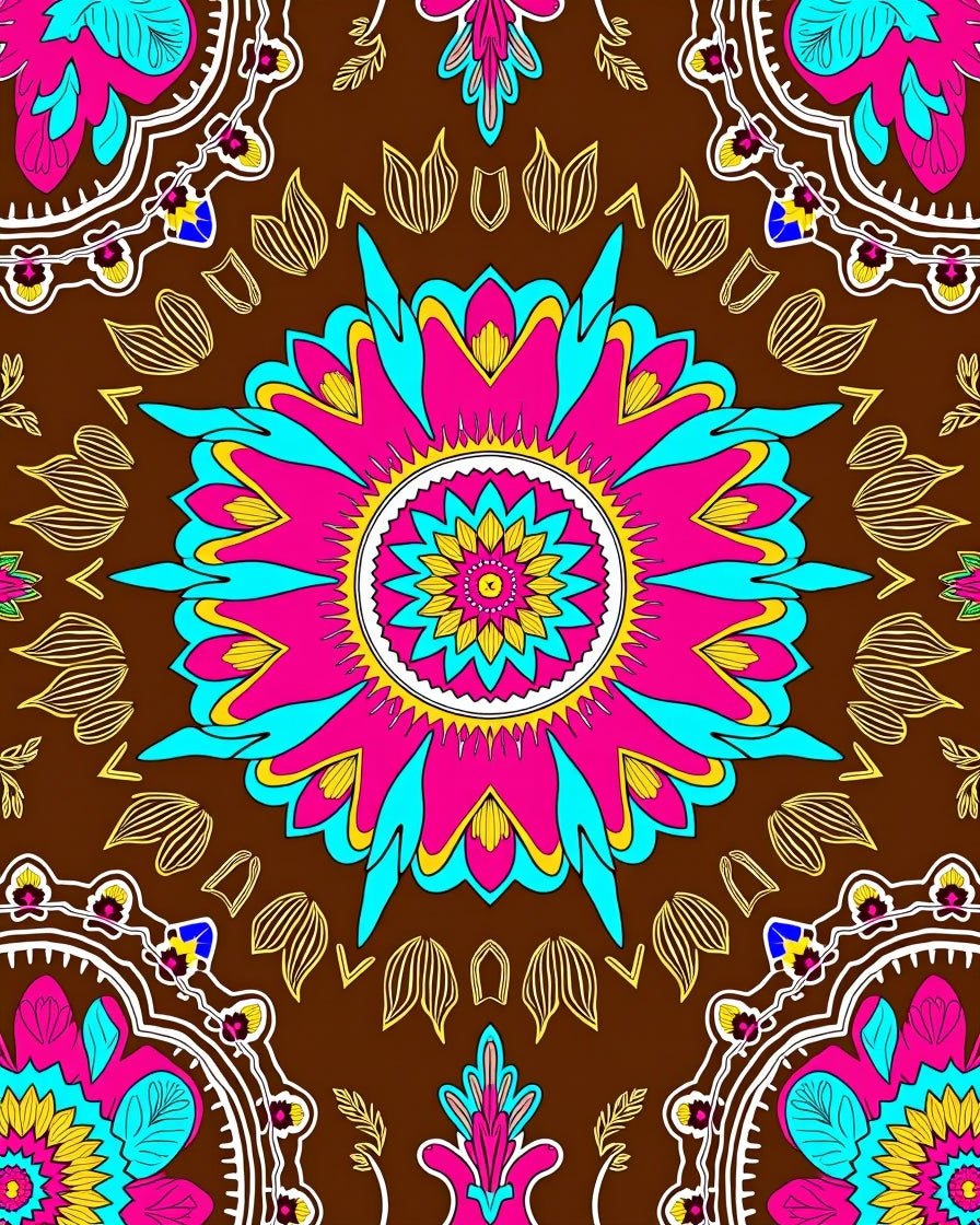 Vibrant Floral Mandala Pattern Rug