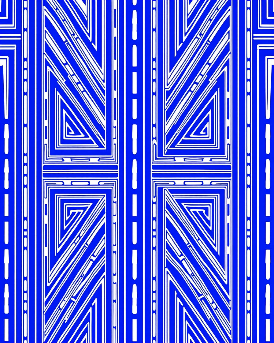 Abstract Geometric Blue White Design Rug