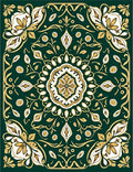 Emerald Gold Floral Mandala Rug