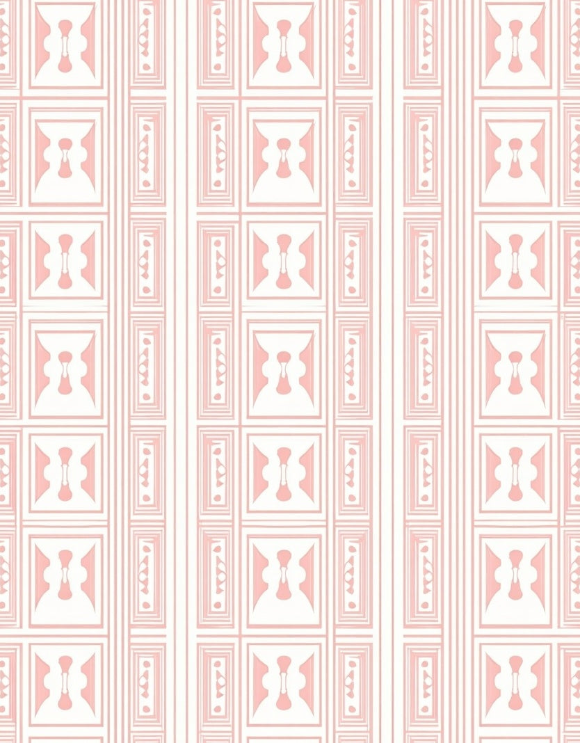 Geometric Soft Pink Nested Rectangles Rug