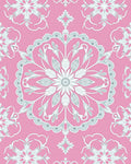 Pink White Intricate Floral Medallion Rug