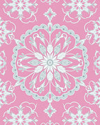 Pink White Intricate Floral Medallion Rug