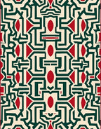 Bold Red And Green Geometric Maze Rug