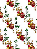 Red Gold Bauble Vine Ornament Rug