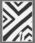 Bold Black White Geometric Brushstroke Rug