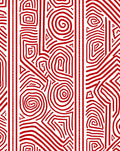 Vibrant Red Labyrinth Line Art Rug
