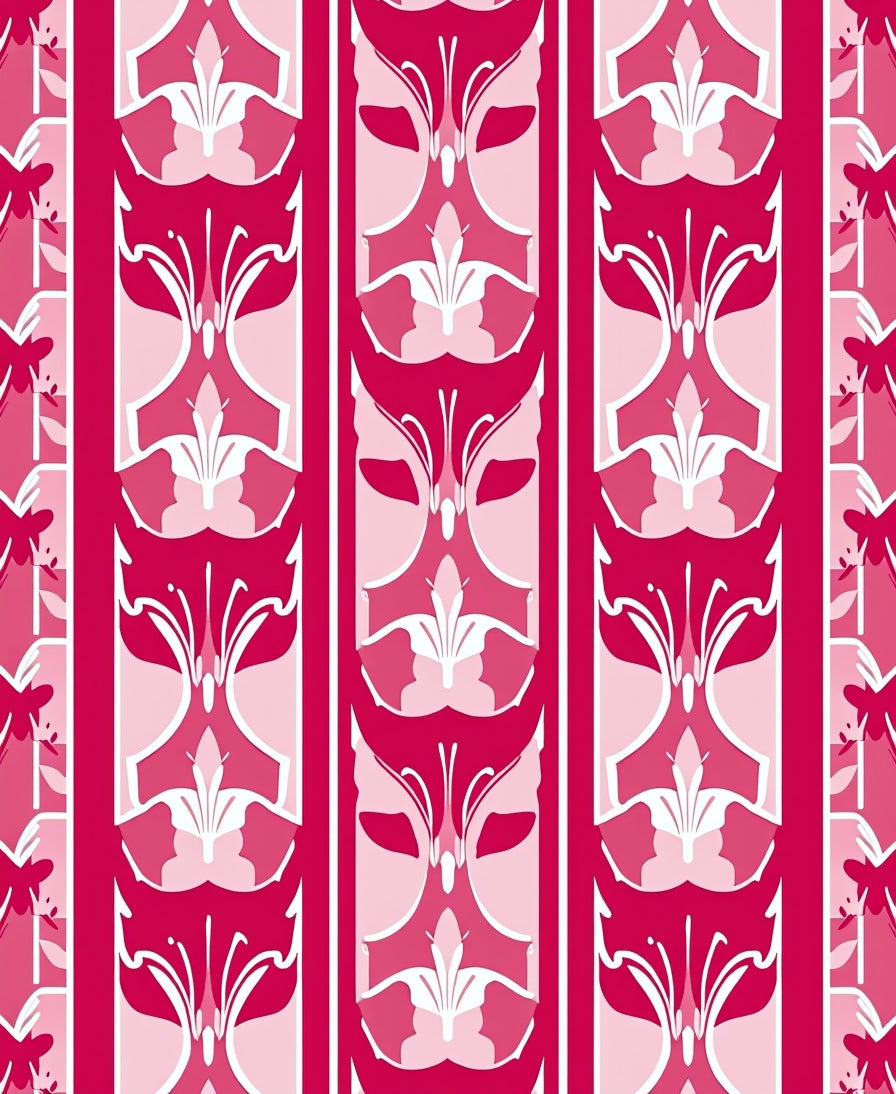 Floral Stripes In Shades Of Pink Rug