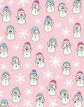 Whimsical Snowman Pink Snowflake Scatter Rug