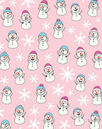 Whimsical Snowman Pink Snowflake Scatter Rug