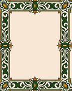 Ornate Green Gold Floral Border Rug