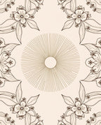 Floral Sunburst Delicate Outline Design Rug