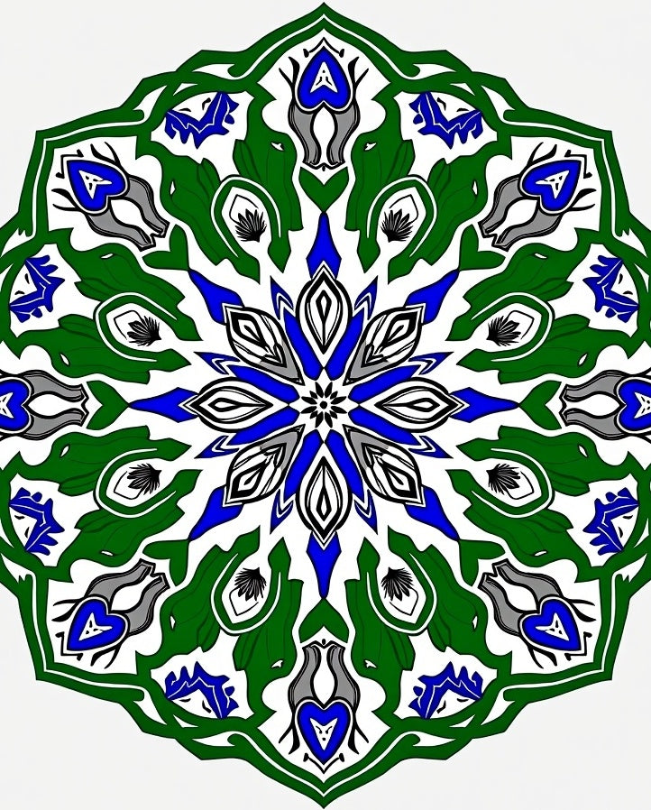 Ornate Symmetrical Mandala Pattern Rug