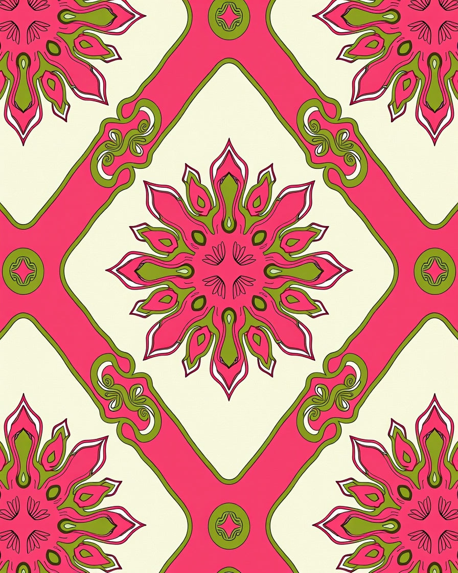 Retro Floral Diamond Pattern Rug